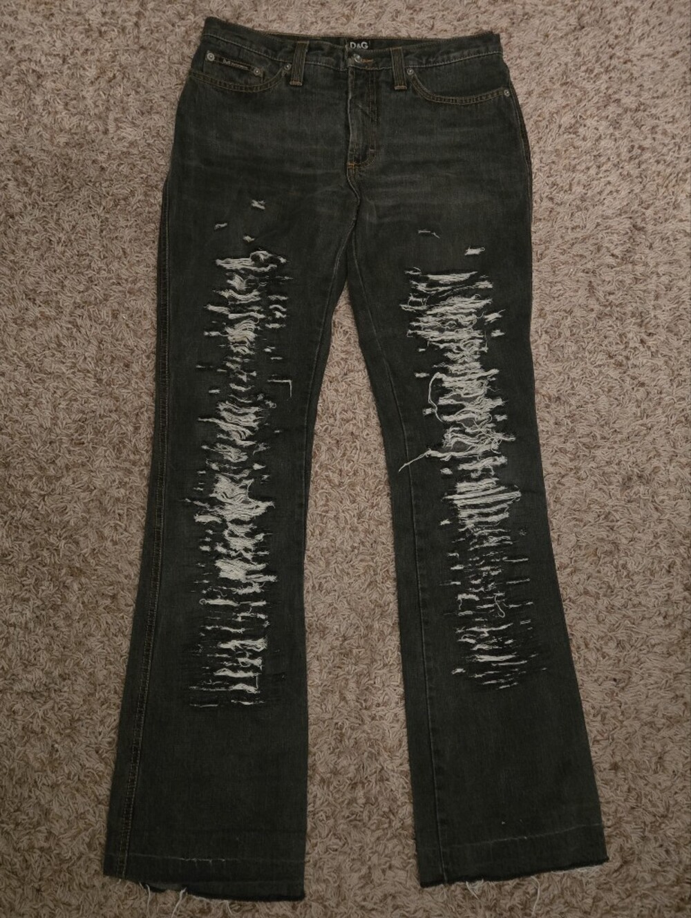 Dolce & Gabbana Black Denim Jeans with Brown Stitching